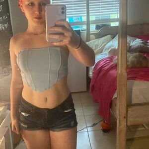 Urban Outfitters blue crop top corset